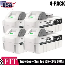 4PACK 6.0Ah 24V Battery Replace for Snow Joe + Sun Joe iON+24VBAT-LTX 24VBAT-LTW