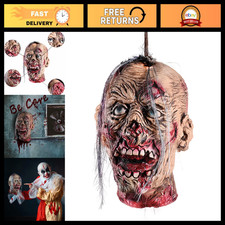 Spooky Halloween Decoration - Hanging Severed Bloody Zombie Head Prop
