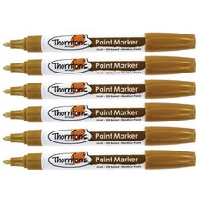 Thornton's Art Supply Oil-Based Paint Markers, Medium Point, Gold Ink, Set of 6
