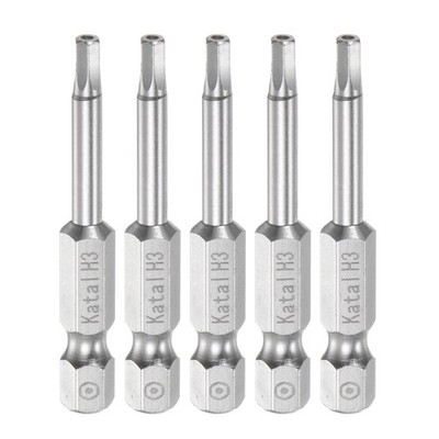 5pcs H3 Magnetic Security Hex Screwdriver Bit 1/4'' Hex Shank 2'' Length