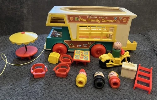 Vintage Fisher Price Little People Play Family Camper Missing Boat