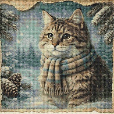 Pixie Bob Kätzchen Katze Trost in der Kälte gezählt Kreuzstich