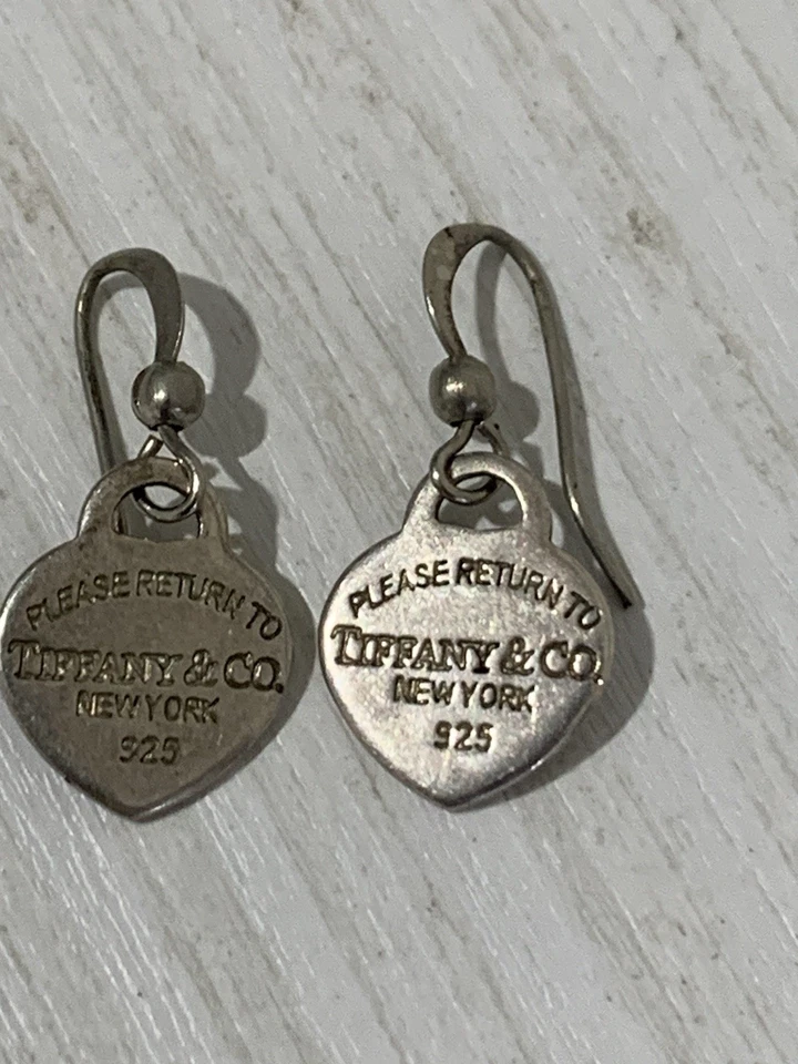 Orecchini pendenti cuore argento 925 piccoli 2,7 cm vintage - Immagine 3 di 4