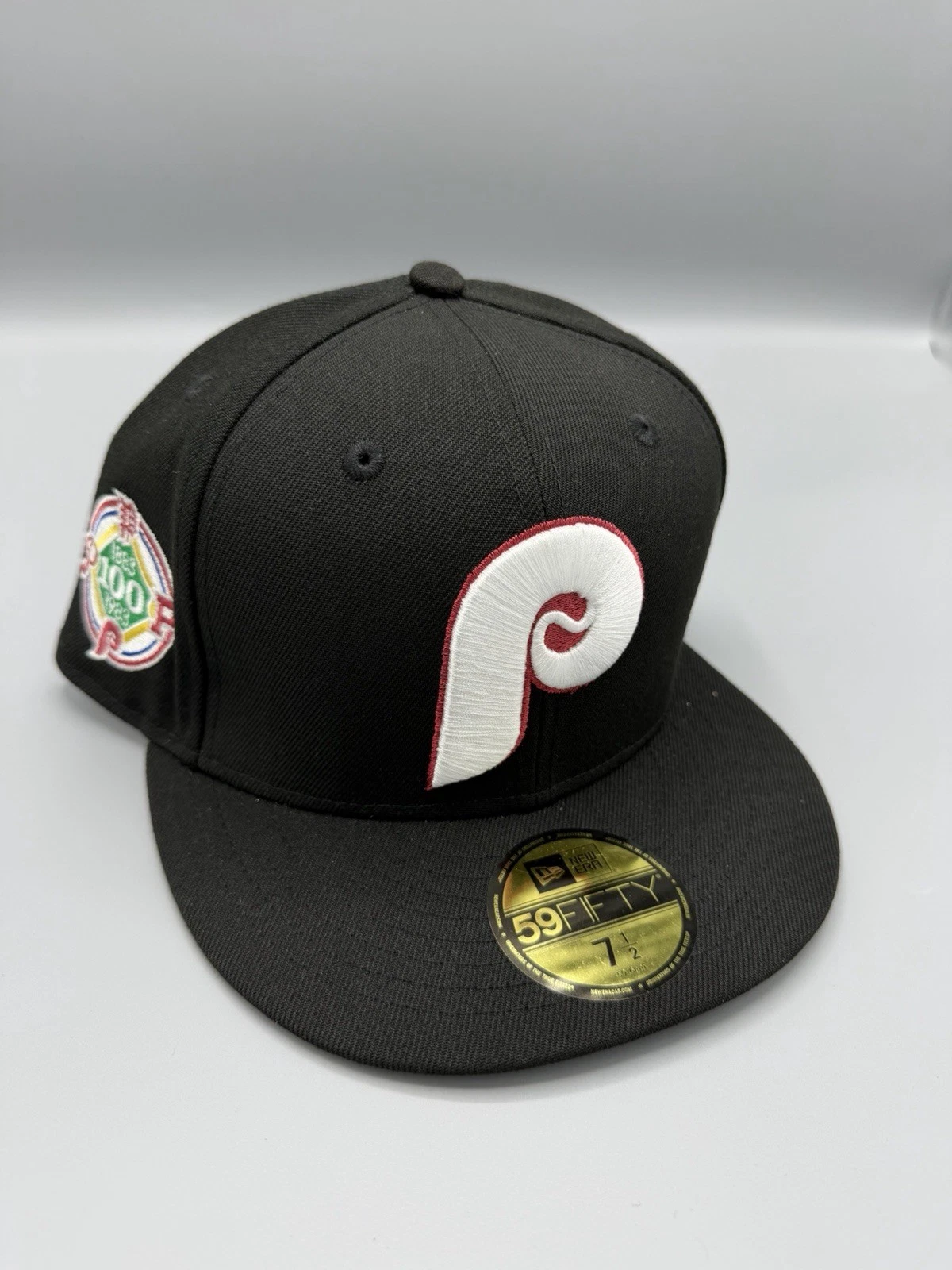 Philadelphia Phillies OG Black Dome Fitted Hat Metallic Logo New Era