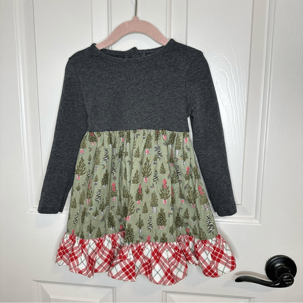 Ricrac & Ruffles Heather Grey Christmas Tree Plaid Novelty Print Tiered Dress 3T | eBay Ricrac & Ruffles Heather Grey Christmas Tree Plaid Novelty Print Tiered Dress 3T | eBay