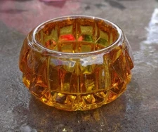 Glossy, Orange-Topaz Paden City Glass Open Salt Dip, Cellar, Dish!
