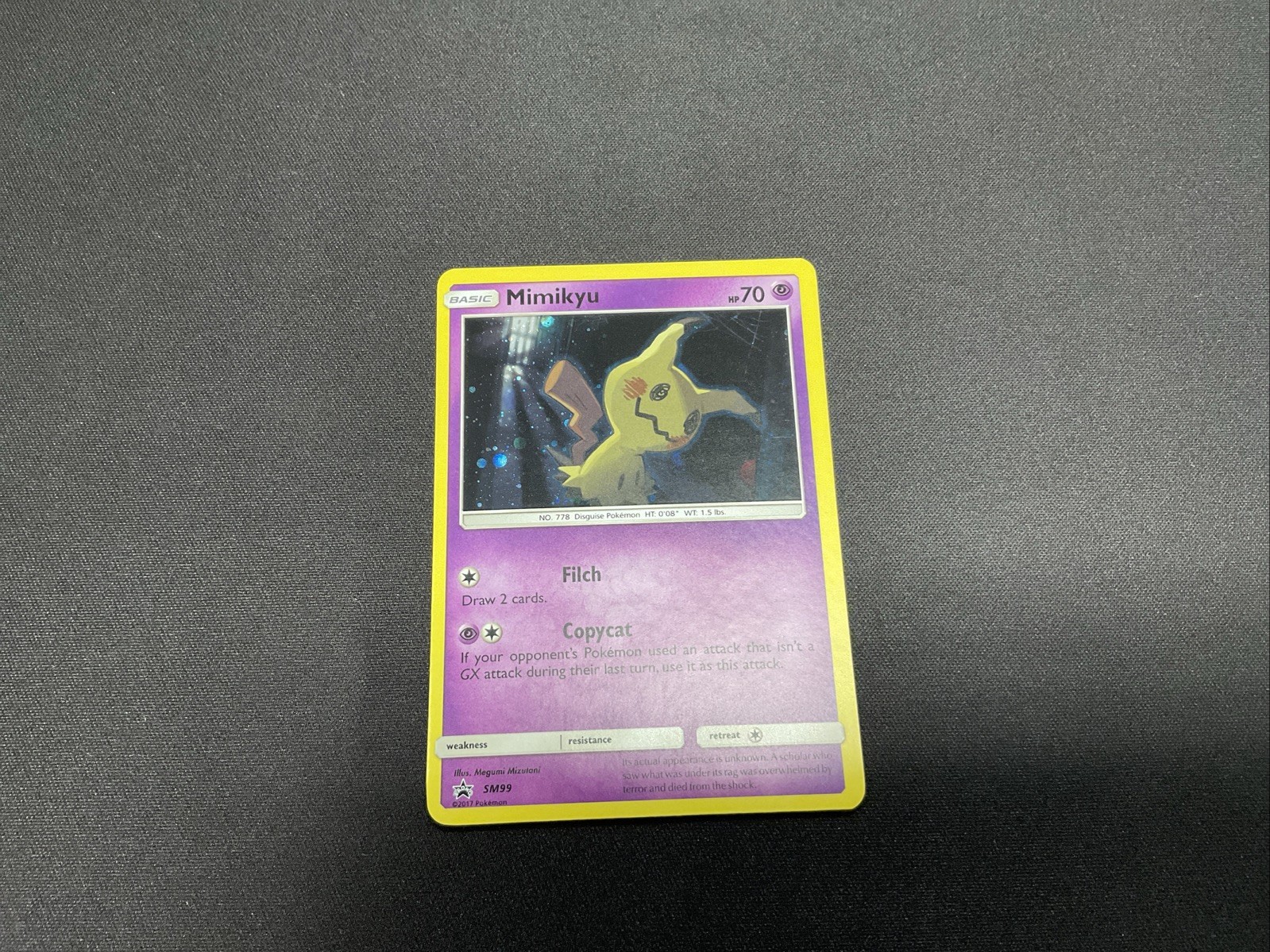 2017 Pokemon Mimikyu SM99 Cosmos Holo Sun & Moon Black Star Promo- NM