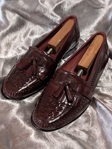 Giorgio Brutini Loafers Le Glove Men's Shoes, brown Woven Leather Tassel Dress