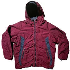 VTG Nike Reversible Hooded Jacket Mens M Full Zip Red Gray Y2K Fleece Lined