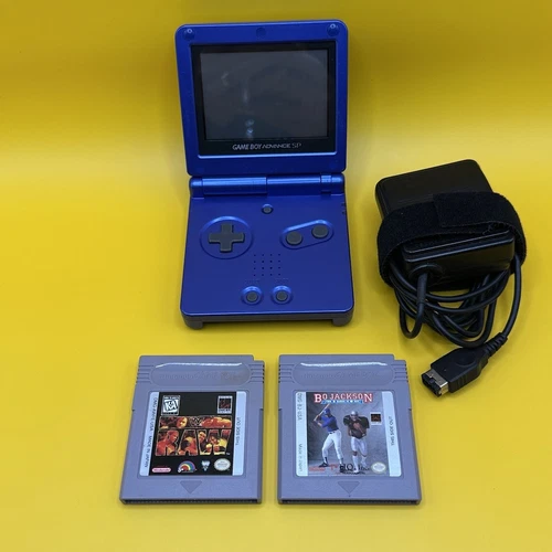Nintendo Game Boy Advance SP Cobalt Blue Charger 2 Games New Battery! AGS-001