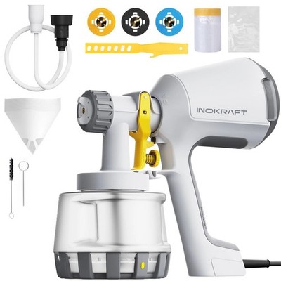 InoKraft 1200ml HVLP Farbsprühgerät - 600W Motor, 3 Düsen, Easy Clean Set