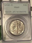 1942 D MS 65 Silver Walking Liberty Half Dollar - PCGS Old Rattler -Comb Ship