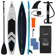SereneLife 14' Inflatable Racing SUP Board w/ Accessories & GoPro Mount