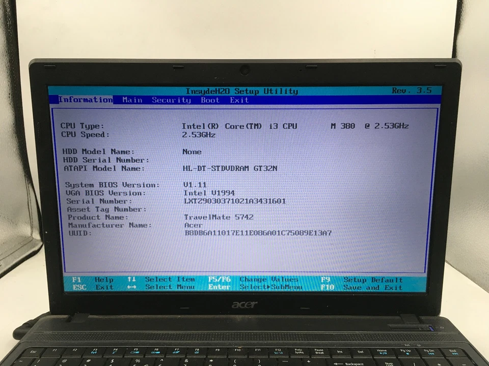 ACER TRAVELMATE 5742 7159 -BOOTS TO BIOS- Intel Core i3-m380 - 8GB RAM -READ-BB - Image 2 of 4