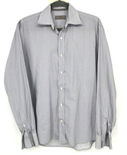 Canali Men's M Blue Polka Dot Cutaway Collar Dress shirt button up made in Italy