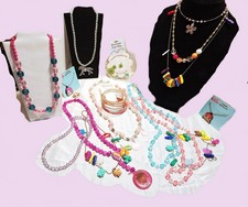 A LITLE GIRLS DRESS-UP JEWELRY LOT COLORFULL CHARMS  BEADS