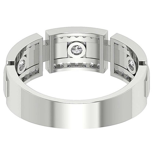 Lab Grown Round Diamond VS F 0.85 Carat 10K Gold Men's Engagement Wedding Ring - Picture 7 of 10