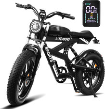 Electric Dirt Bike for Adult 1500W 75Mile 34MPH 20'' Fat Tire E-Mountain Ebike