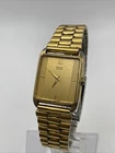 Seiko Quartz Tank 6530-6200 26mm Gold Dial New Battery Vintage Working 7.5”