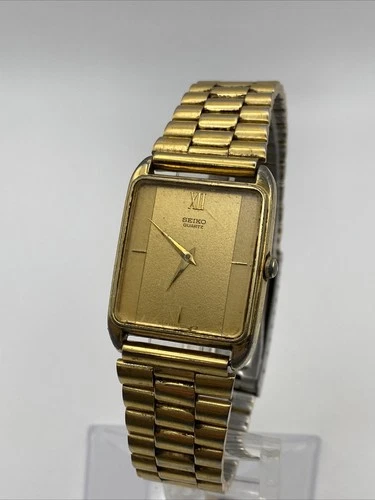 Seiko Quartz Tank 6530-6200 26mm Gold Dial New Battery Vintage Working 7.5”