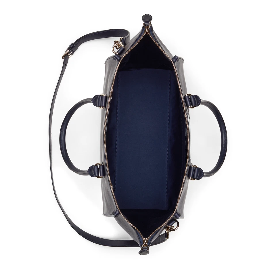 Bolsa de viagem Ralph Lauren etiqueta roxa Itália couro marinho couro de bezerro tiracolo nova com etiquetas - Imagem 3 de 4