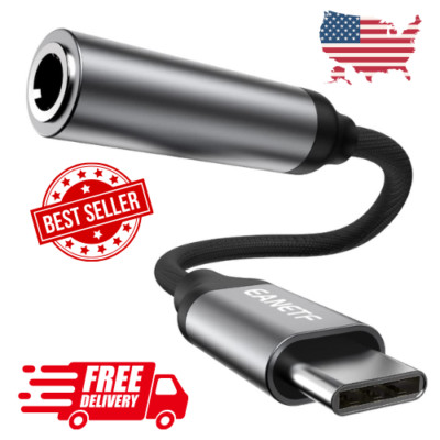 USB C to 3.5mm Audio Type C Female Headphone Jack Adapter Hi-Res DAC Cable