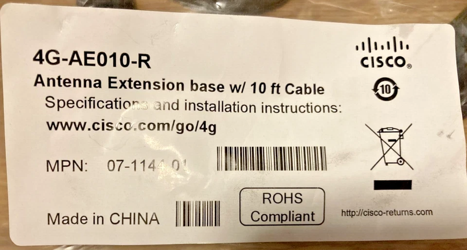 Cisco 4G Antenna Extension Base w/ 10 Foot Cable 4G-AE010-R - Image 2 of 4