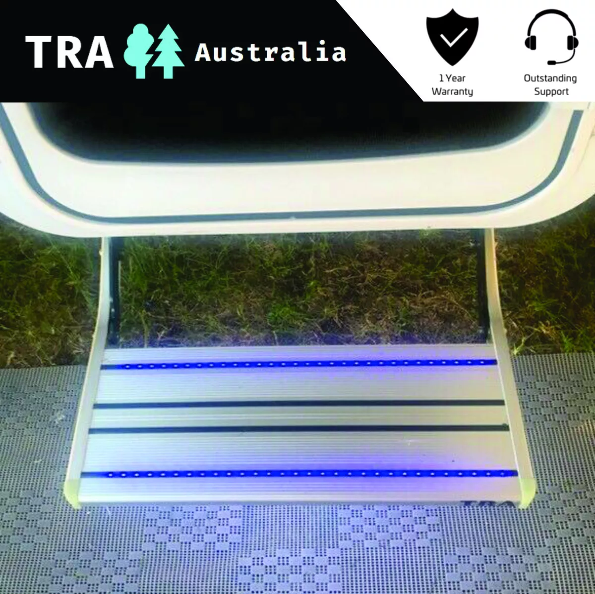 CARAVAN 12V BLUE LED MANUAL BOLT ON LIGHT STEP RV PARTS