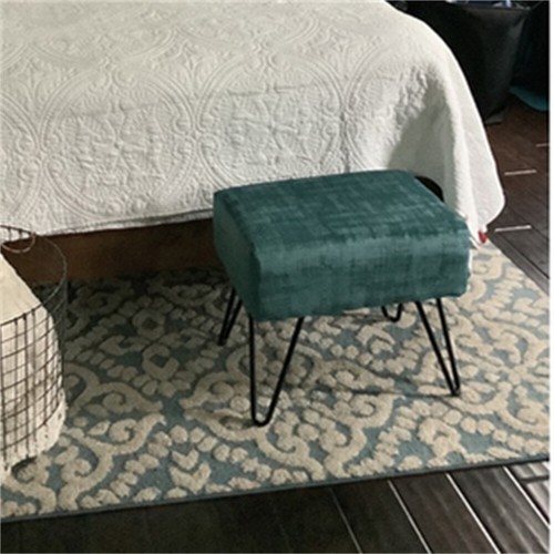 Plush Textured Velvet Ottoman Footstool Metal Legs Accent for Modern Living Room - Picture 32 of 244