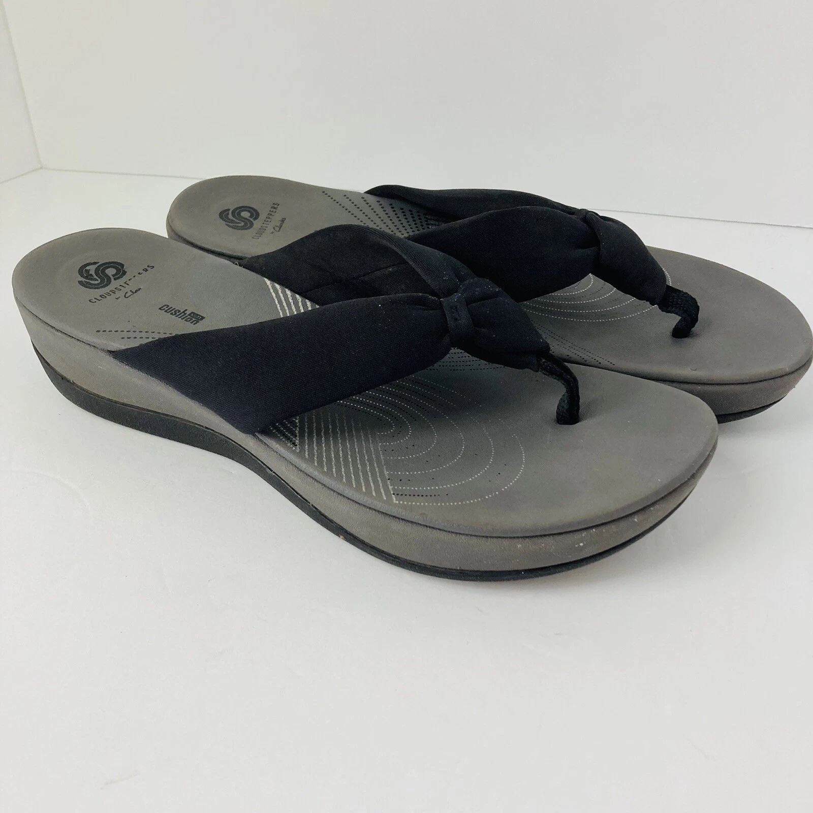 Cloudsteppers By Clarks sandali donna 10 M infradito perizoma 15906 nero slip on