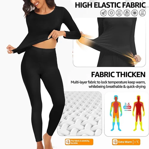 Damen Weiche Thermo Unterwäsche Unterwäsche Set Long Johns Top & Bottom Base Layer - Bild 4 von 24