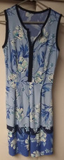 Ladies Small Dress Blue Textured Floral Sleeveless