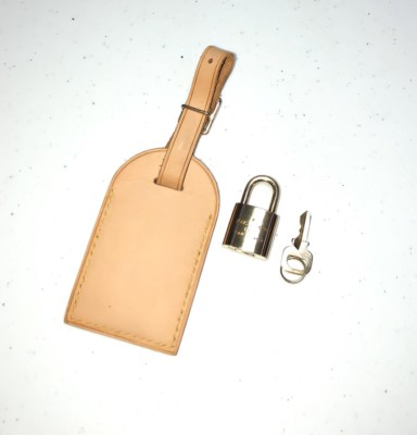Louis Vuitton Leather Name Tag w/ Lock Key 1 Set “Restored