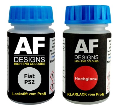 Lackstift für  Fiat PS2 Bright Silver Metallic + Klarlack je 50ml Autolack SET