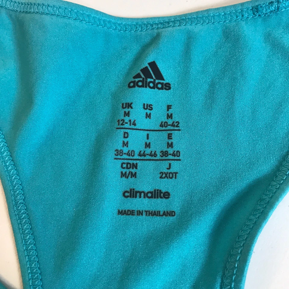 Camiseta Adidas Climalite Feminina Média Racerback Yoga Tênis Regata Turquesa Leve - Imagem 2 de 4