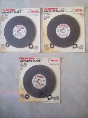 3 Vtg The Real McCoy Abrasive Blade 7'' Metal Don't Exceed 7639 RPM +Bushings USA