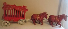 CAST IRON OVERLAND CIRCUS 4 HORSE DRAWN WAGON TOY LARGE
