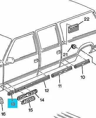 OEM новый Chevrolet для GMC C/K грузовика пригородный LH переднее крыло черный/хром - Изображение 2 из 2