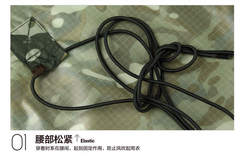 Tactical Camo Poncho Groundsheet Mat Canopy Shelter Bionic Hooded Raincoat - Image 3 of 4