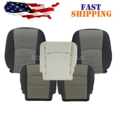 For 2009-2012 Dodge Ram Front Bottom & Top Cloth Seat Cover & Foam Cushion Gray