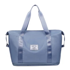 Light Sky Blue Expandable Travel Duffle Bag Carry on waterproof wet pocket light