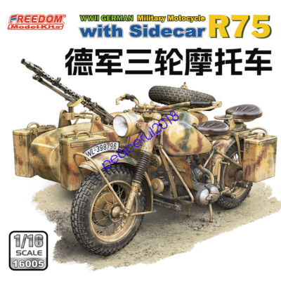 Freedom 16005 1/16 WWII German Military Motocycle R75 with Sidecar