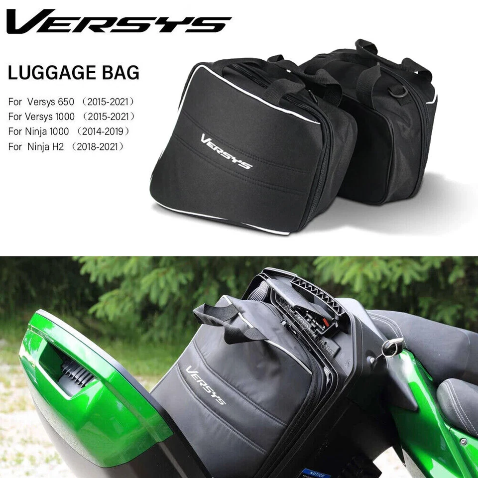 For Kawasaki Versys 650 1000 Ninja 1000 H2 Black SaddleBag Luggage Liner Bags - Image 2 of 4