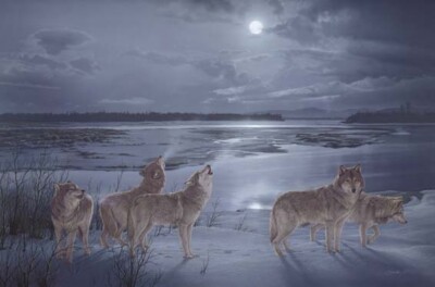 Daniel Smith - Moon Song - Wolves - S/N Lithograph - Signed - MINT