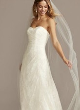 Pre-owned Davids Bridal WG3263 Ivory Lace Sequin Wedding Women Sz 4