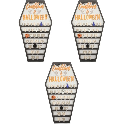 3 Pezzi Calendario dell'Avvento di Halloween, Calendario dell'Avvento in Bara di Legno,