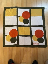 Geoffrey Beene Silk  Logo Scarf Red Green White 30"X31"  Made in France