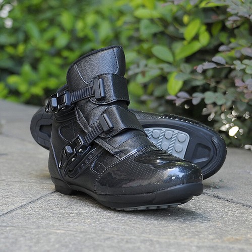Mens Racing Boots Outdoor Road Motorcross Riding Shoes Motorcycle Sneakers Black - Picture 4 of 14