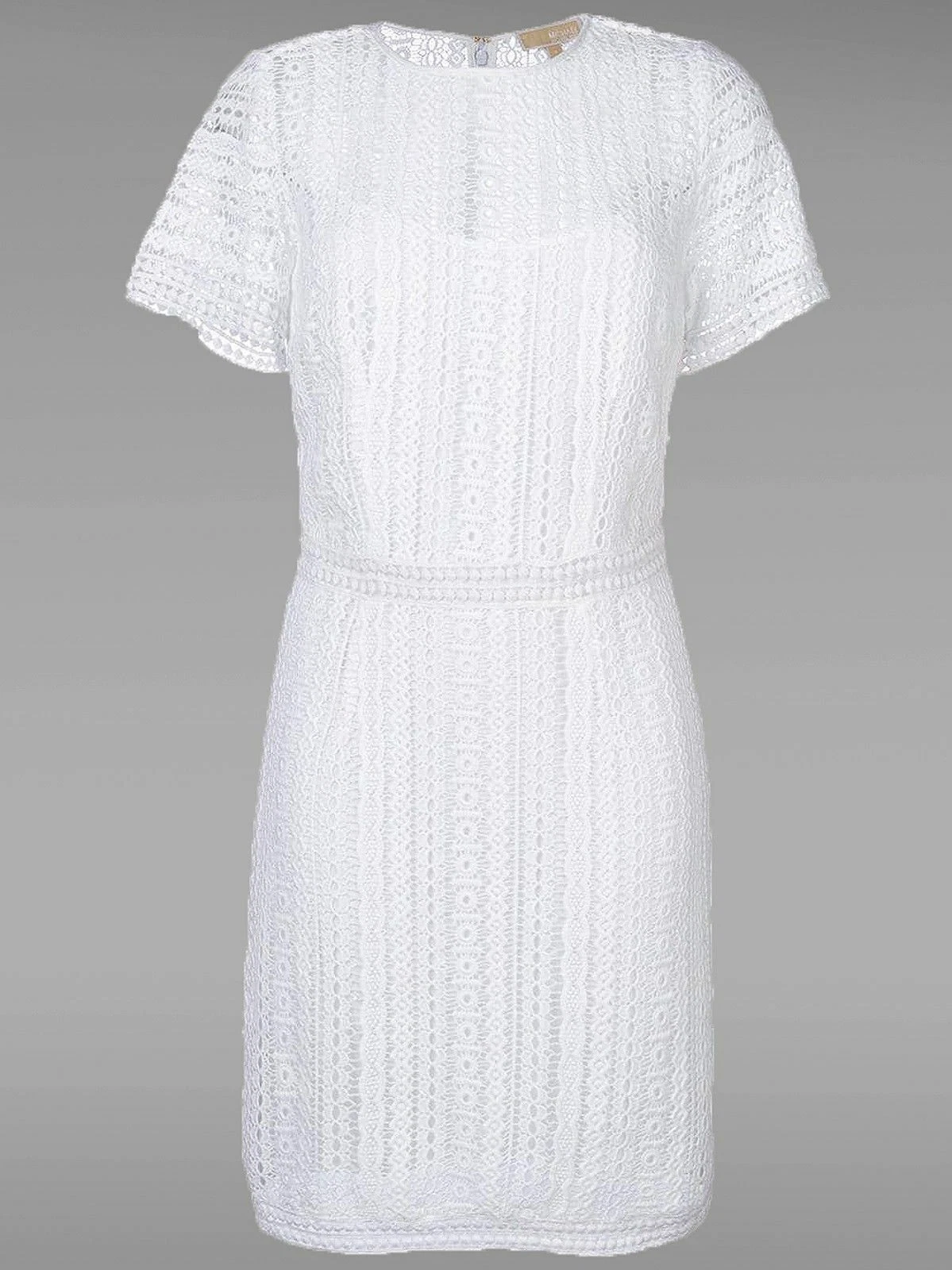 NUOVO MICHAEL KORS abito donna bianco cotone pizzo all'uncinetto maniche corte 34 36 38 $225