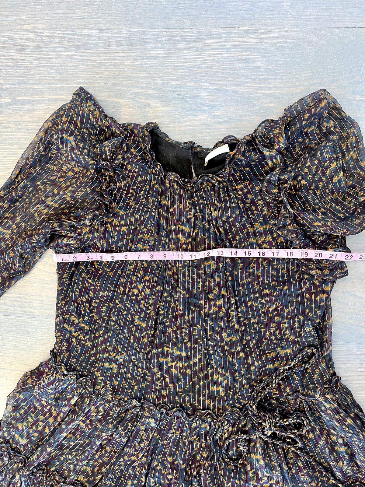 ULLA JOHNSON $690 NEW Gaelle Puff Sleeve Silk Chiffon Mini Dress Long Sleeves image 8